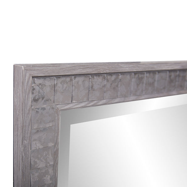 Homeroots Warm Gray Faux Wood Square Mirror  Polystyrene 401218