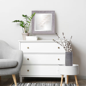 Homeroots Warm Gray Faux Wood Square Mirror  Polystyrene 401218