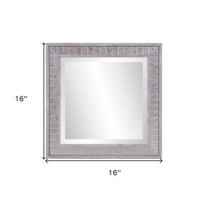 Homeroots Warm Gray Faux Wood Square Mirror  Polystyrene 401218