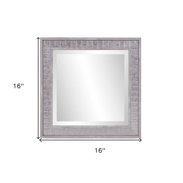 Homeroots Warm Gray Faux Wood Square Mirror  Polystyrene 401218