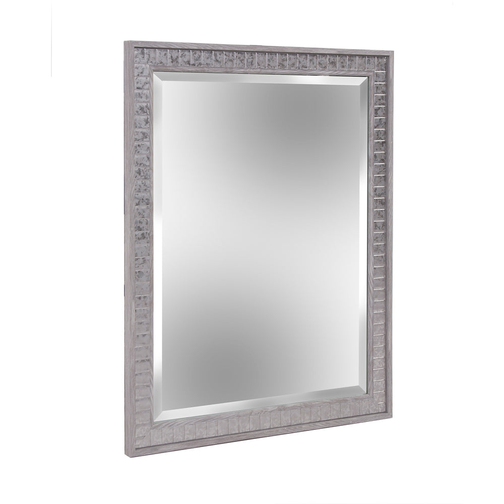 Homeroots Warm Gray Faux Wood Rectangle Mirror  Polystyrene 401219