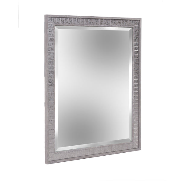 Homeroots Warm Gray Faux Wood Rectangle Mirror  Polystyrene 401219