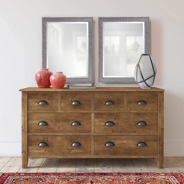 Homeroots Warm Gray Faux Wood Rectangle Mirror  Polystyrene 401219