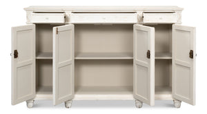 Sarreid Diamond Wall Sideboard With Whitewash Finish - Reclaimed Pine, 3 Shelves & 3 Drawers For Storage White  40121