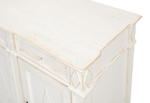Sarreid Diamond Wall Sideboard With Whitewash Finish - Reclaimed Pine, 3 Shelves & 3 Drawers For Storage White  40121