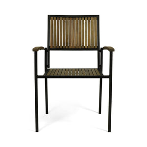 English Elm 7 Piece Outdoor Acacia Wood Dining Set Seats Six with Iron Hairpin Legs Patio N762S000031AAE
