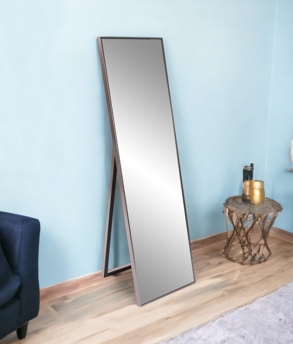 Homeroots Sleek Brushed Brass Rectangular Full Length Standing Mirror  Polystyrene 401220