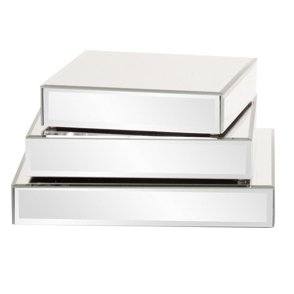Homeroots Set Of Three Mirrored Rectangular Display Platforms  Metal 401221