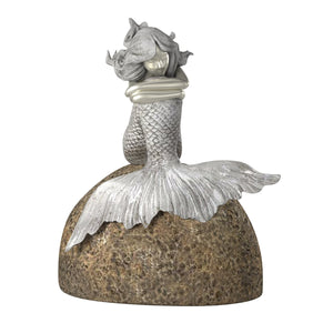 Homeroots 10" Brown And Silver Contemplative Mermaid Resin Tabletop Sculpture  Resin 401222