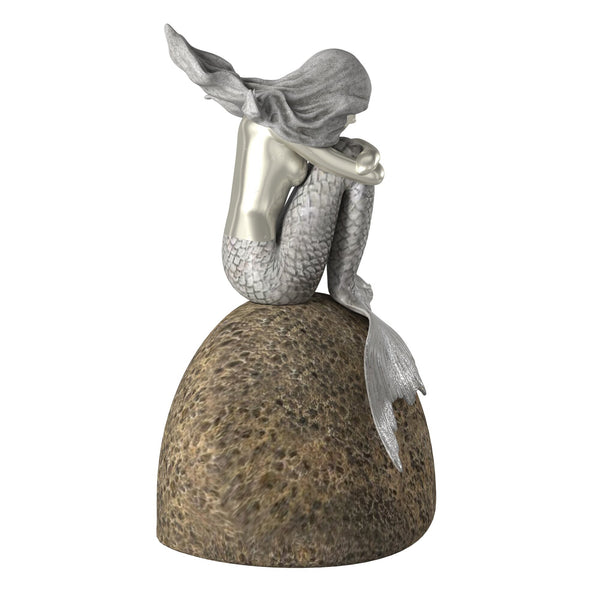 Homeroots 10" Brown And Silver Contemplative Mermaid Resin Tabletop Sculpture  Resin 401222