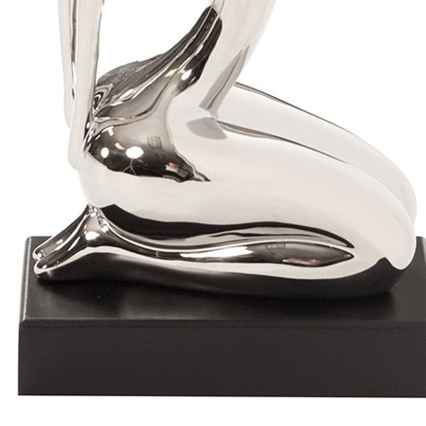Homeroots Modern Silver And Black Ustrasana Yoga Sculpture  Ceramic 401223