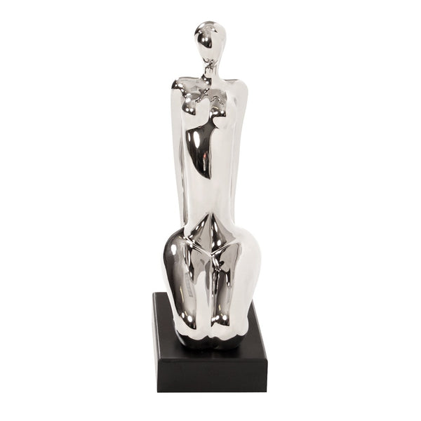 Homeroots Modern Silver And Black Ustrasana Yoga Sculpture  Ceramic 401223