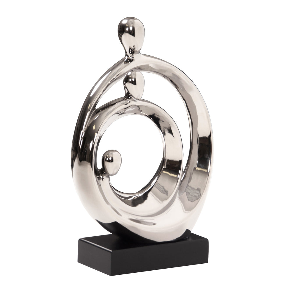 Homeroots Modern Silver And Black Family Trio Sculpture  Metal 401224