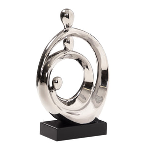 Homeroots Modern Silver And Black Family Trio Sculpture  Metal 401224