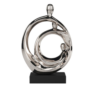 Homeroots Modern Silver And Black Family Trio Sculpture  Metal 401224