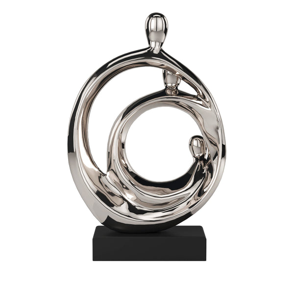 Homeroots Modern Silver And Black Family Trio Sculpture  Metal 401224