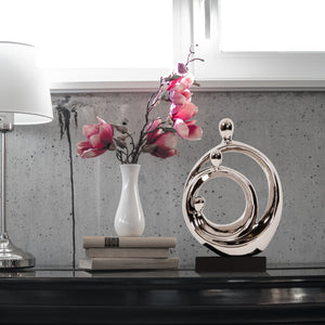 Homeroots Modern Silver And Black Family Trio Sculpture  Metal 401224