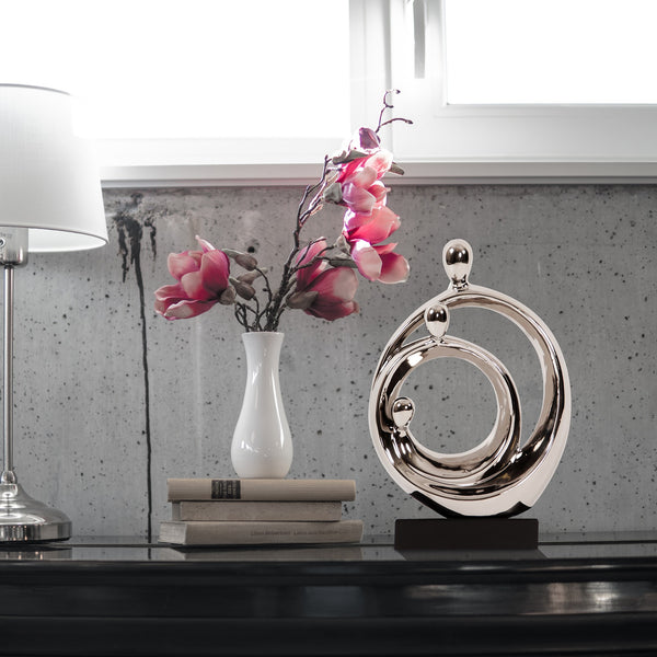 Homeroots Modern Silver And Black Family Trio Sculpture  Metal 401224