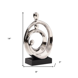 Homeroots Modern Silver And Black Family Trio Sculpture  Metal 401224