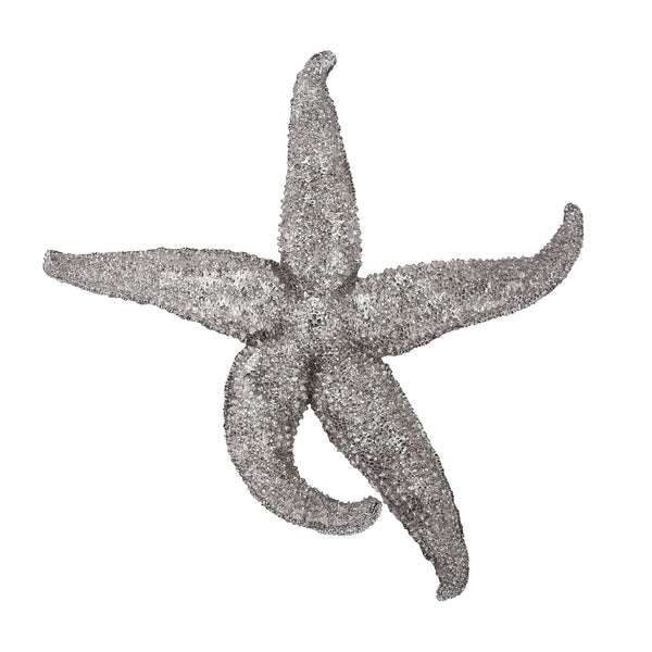 Homeroots 15' Silver Pewter Textured Starfish Wall Art Unframed Textual Art Wall Art  Resin 401228