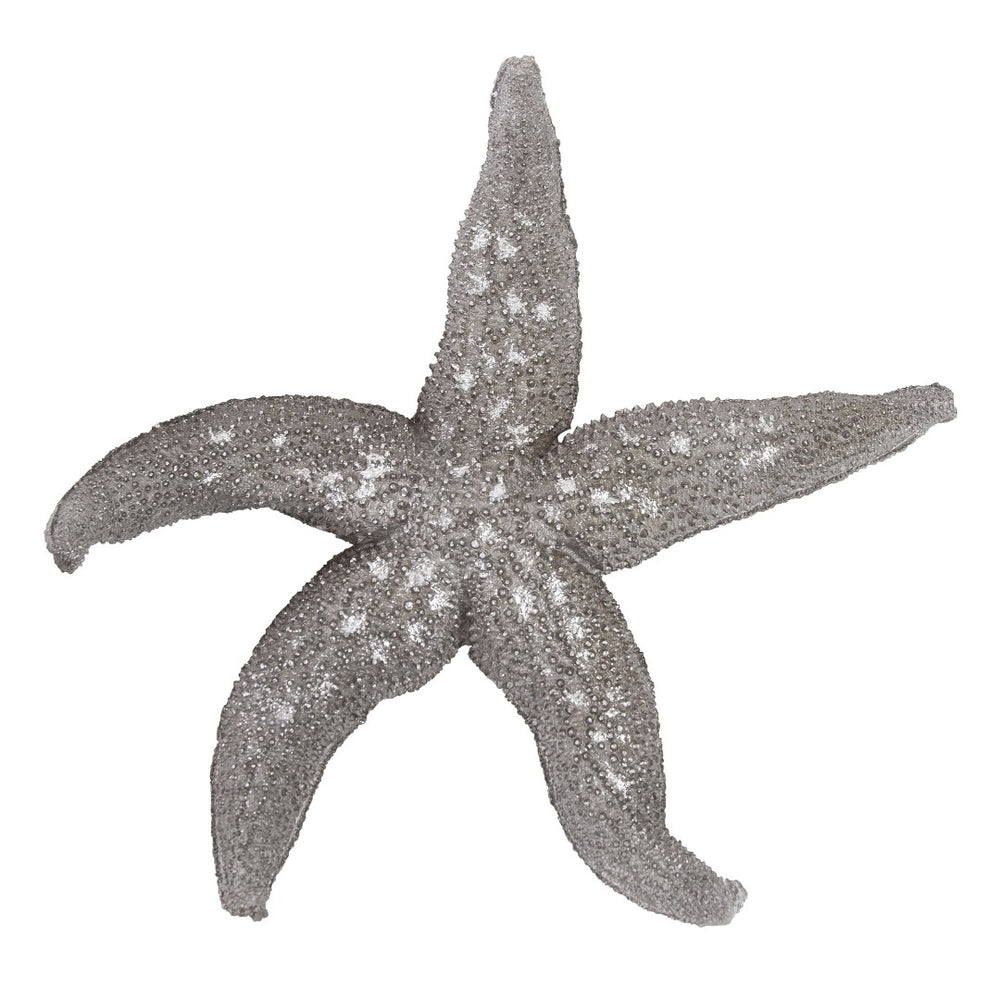 HomeRoots 19" Antiqued Silver Starfish Wall Decor - Coastal Elegance Sculpture for Beachy Homes & Offices 401229