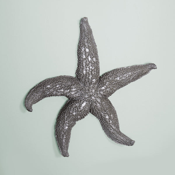 Homeroots 19" Silver Pewter Textured Starfish Wall Art  Resin 401229