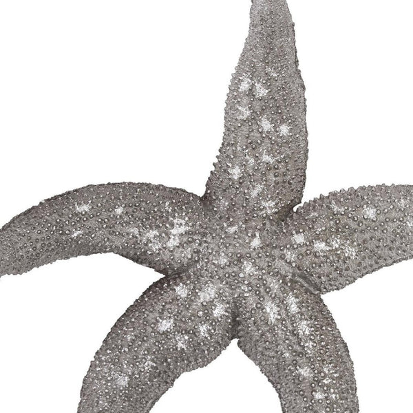 HomeRoots 19" Antiqued Silver Starfish Wall Decor - Coastal Elegance Sculpture for Beachy Homes & Offices 401229
