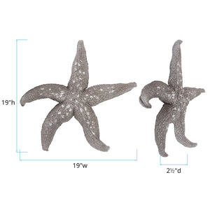 Homeroots 19" Silver Pewter Textured Starfish Wall Art  Resin 401229