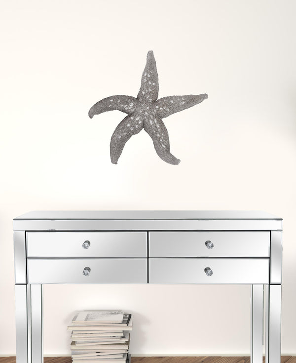 Homeroots 19" Silver Pewter Textured Starfish Wall Art  Resin 401229