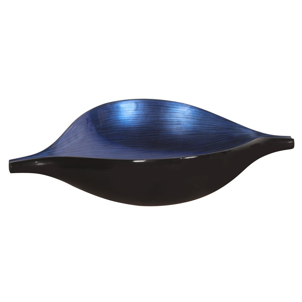 Homeroots Sleek Blue And Black Lacquer Centerpiece Eye Bowl  Wood 401230