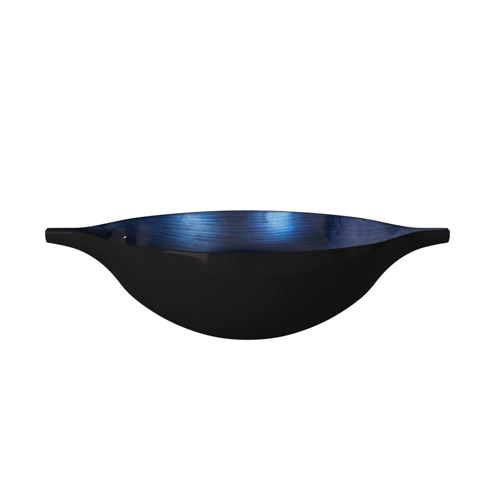 Homeroots Sleek Blue And Black Lacquer Centerpiece Eye Bowl  Wood 401230