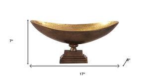 HomeRoots Rustic Bronze Oblong Centerpiece Bowl - Elegant Antique Charm with Modern Simplicity for Home Decor 401231