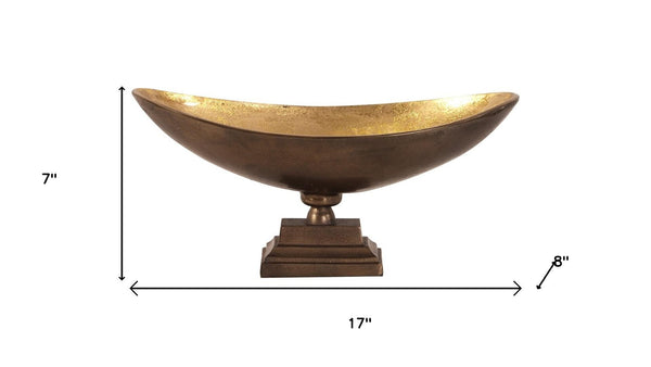 HomeRoots Rustic Bronze Oblong Centerpiece Bowl - Elegant Antique Charm with Modern Simplicity for Home Decor 401231