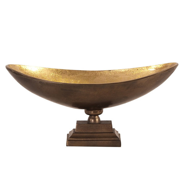 Homeroots Rustic Bronze Oblong Footed Centerpiece Bowl  Aluminum 401231