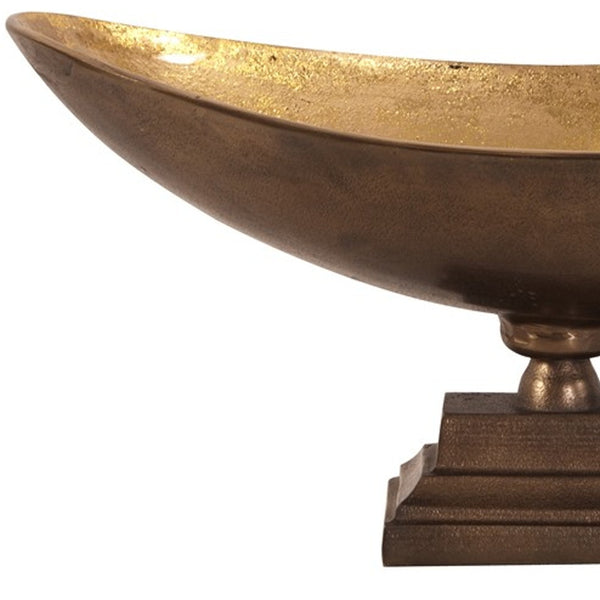 Homeroots Rustic Bronze Oblong Footed Centerpiece Bowl  Aluminum 401231