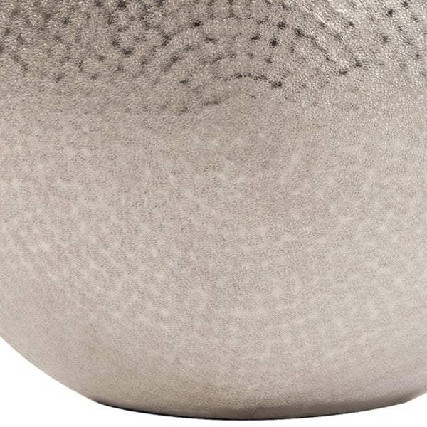 HomeRoots 14" Elegant Silver Hammered Aluminum Table Vase - Modern Scandinavian Design for Any Decor Style 401233