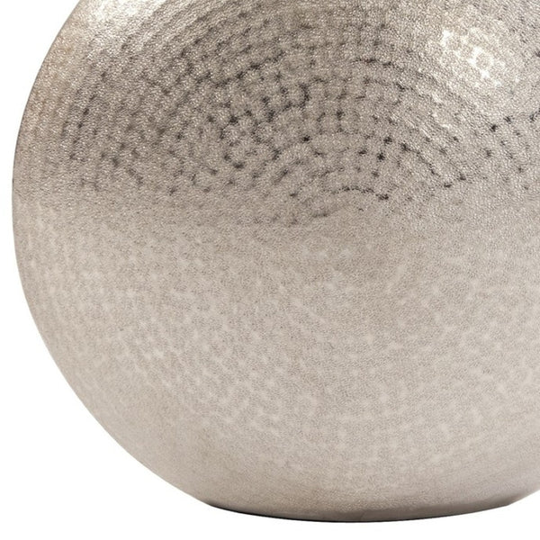 HomeRoots 14" Elegant Silver Hammered Aluminum Table Vase - Modern Scandinavian Design for Any Decor Style 401233