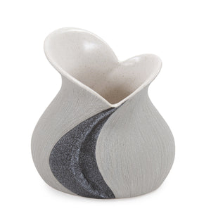Homeroots Modern Organic Two Tone Gray Speckle Low Ceramic Vase  Ceramic 401234