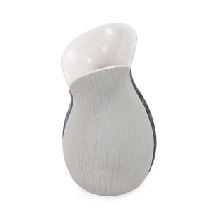 Homeroots Modern Organic Two Tone Gray Speckle Low Ceramic Vase  Ceramic 401234