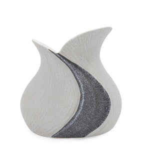 Homeroots Modern Organic Two Tone Gray Speckle Low Ceramic Vase  Ceramic 401234