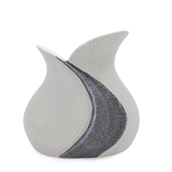 Homeroots Modern Organic Two Tone Gray Speckle Low Ceramic Vase  Ceramic 401234