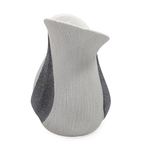 Homeroots Modern Organic Two Tone Gray Speckle Low Ceramic Vase  Ceramic 401234