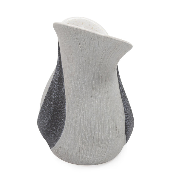 Homeroots Modern Organic Two Tone Gray Speckle Low Ceramic Vase  Ceramic 401234