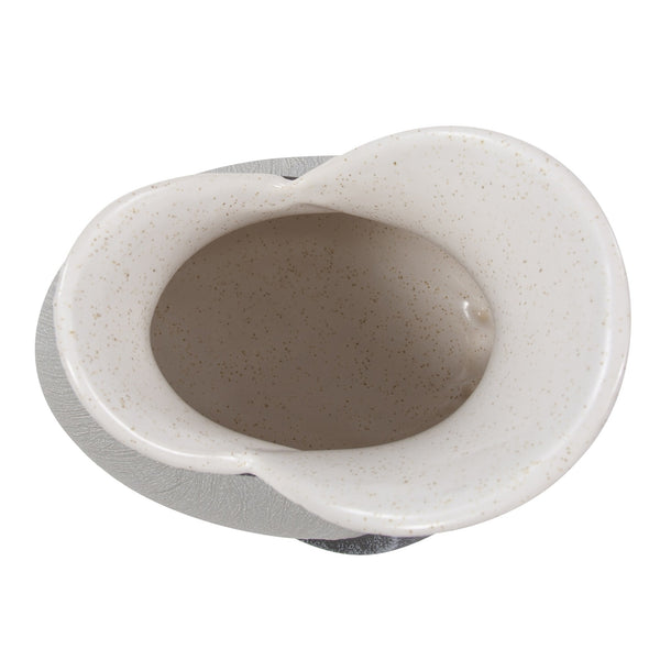 Homeroots Modern Organic Two Tone Gray Speckle Low Ceramic Vase  Ceramic 401234