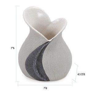 Homeroots Modern Organic Two Tone Gray Speckle Low Ceramic Vase  Ceramic 401234