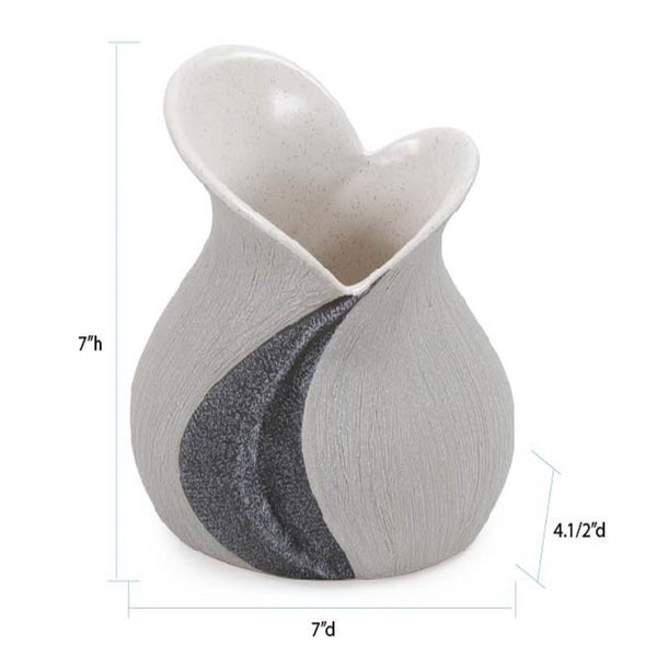 Homeroots Modern Organic Two Tone Gray Speckle Low Ceramic Vase  Ceramic 401234