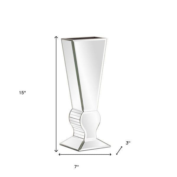 Homeroots Beveled Mirrored Panel Art Deco Tall Vase  Manufactured Wood 401236