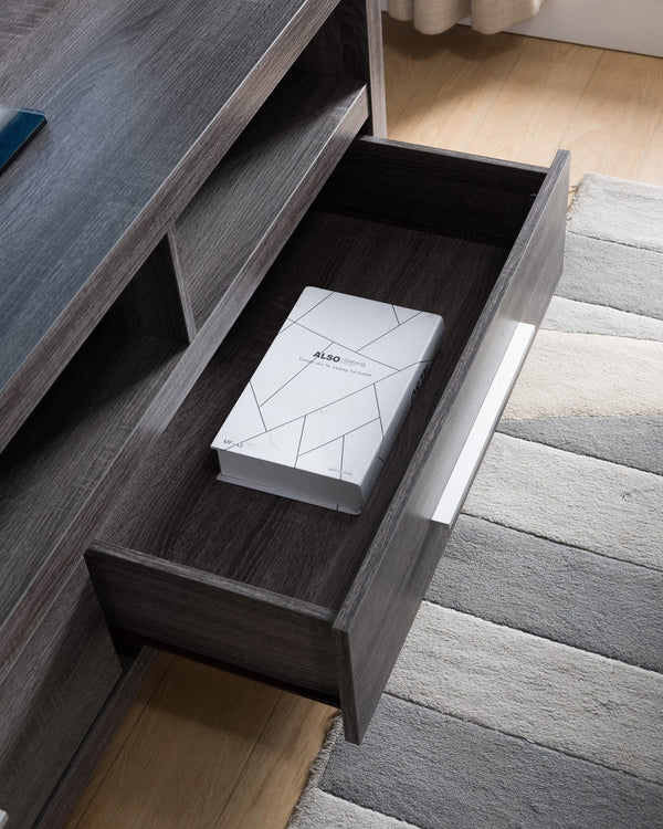 Homeroots 60" Gray Cabinet Enclosed Storage Tv Stand  Manufactured Wood 401247