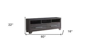 Homeroots 60" Gray Cabinet Enclosed Storage Tv Stand  Manufactured Wood 401247
