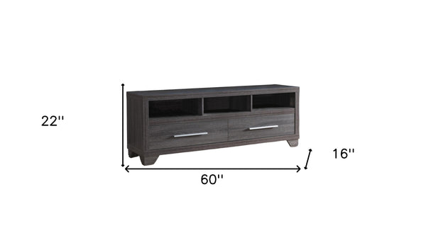 Homeroots 60" Gray Cabinet Enclosed Storage Tv Stand  Manufactured Wood 401247